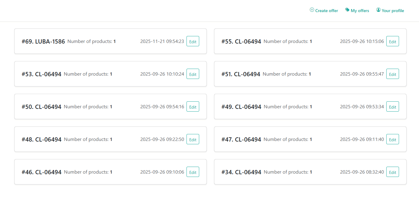 AI Sales platform – past offers and invoices