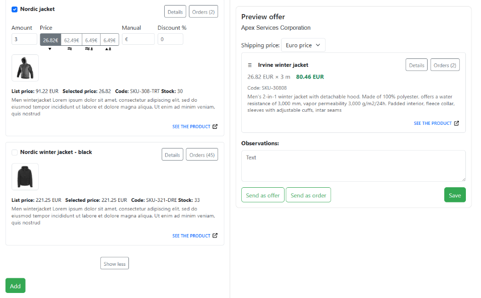 AI Sales platform – automatic product matching