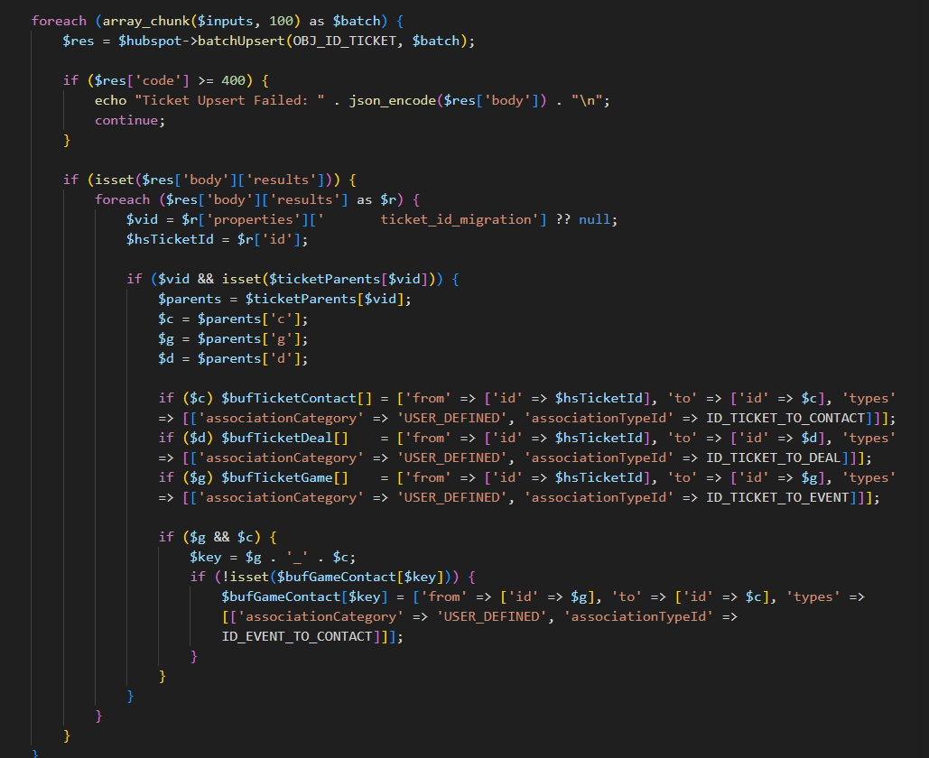 Integrare API: logica de batch upsert vivenu - HubSpot