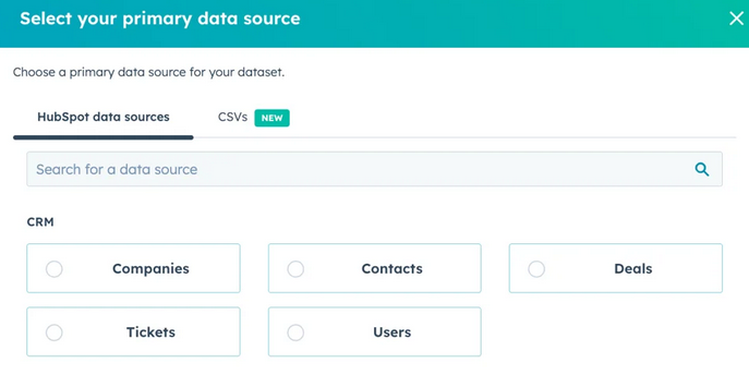 HubSpot Create Data Set