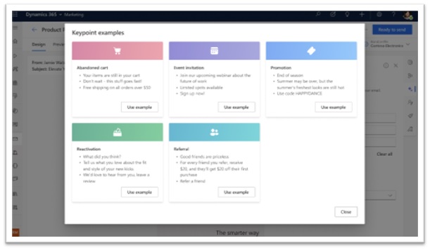 Dynamic 365 keypoint examples