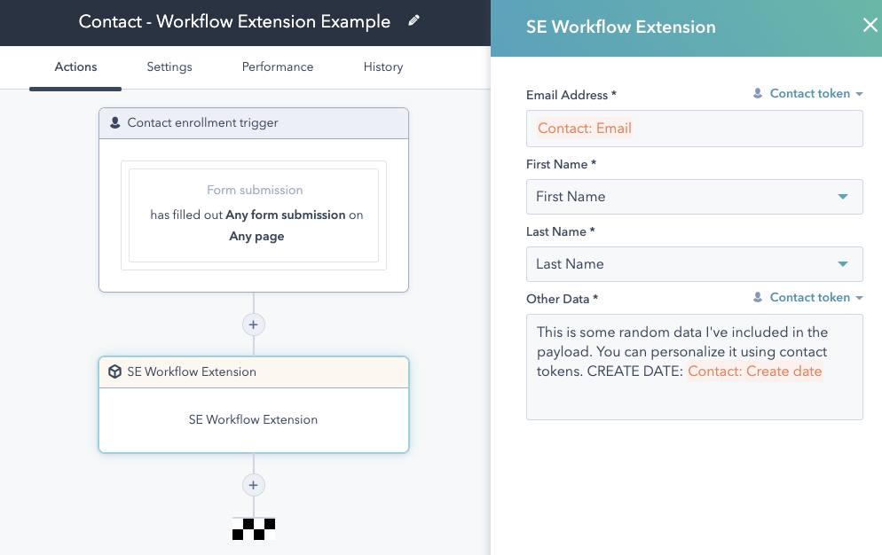 SE workflow extension HubSpot